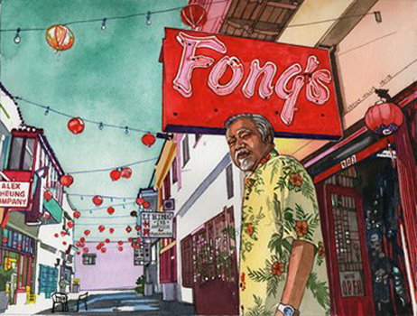 - Fongs - Chinatown- Cecily Willis- Watercolor on Arches Paper- 11x14- $500- www.cecilywillis.net