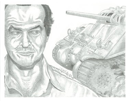 Jack Nicholson Encounters a Tank Inside the Matrix- Christopher Chung- Graphite Pencil- 11x14- NFS- cechung3@gmail.com