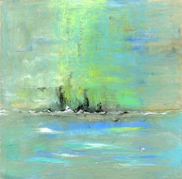 Ghostly Flames Over Waters - Pastel - 8" x 8" - $225