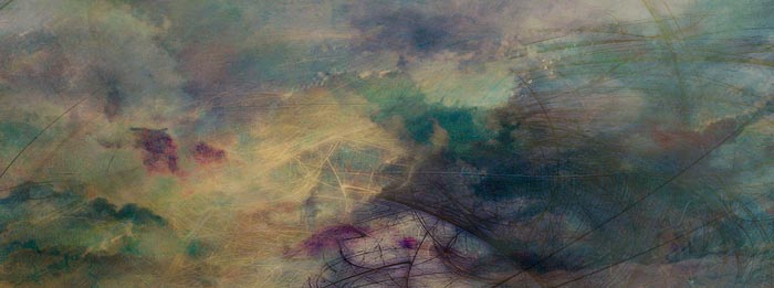 “Skywriting in Arbergine” - AnnMarie LeBlanc - Digital Mixed Media - 9" x 25" - $1,400 - leblanc@rmu.edu