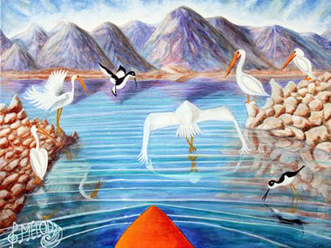 Symphony on the Salton Sea, Melody Cohn, Watercolor on Canvas, 30x40, $1650, images-gallery.compage_id=713