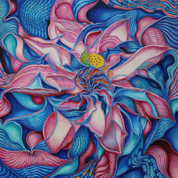 Tantalizing Lotus Dreamscape - Acrylic on Canvas - 24" x 24" - $2,500