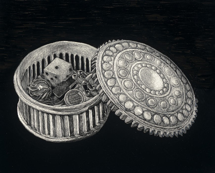 Treasures – Scratchboard - 8" x 10" - $1200