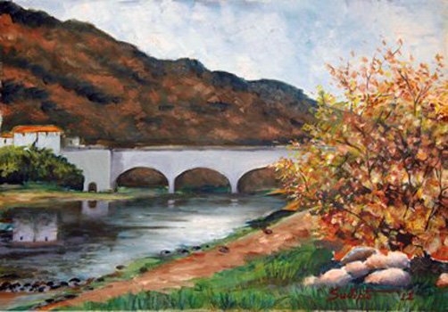 The Bridge and River, Sudipta Chatterjee, Oil on Canvas, 21.5x15, $700, chatterjee.sudipta37@gmail.com