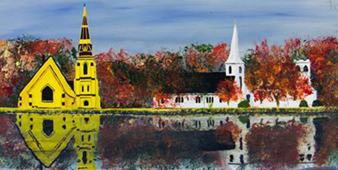 The Three Churches, Samantha Stewart, Acrylic on Canvas, 12x24, NFS, samanthamariestewart12@gmail.com