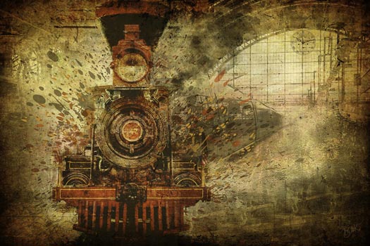 “Train Coming Through” - Barbara Mierau-Klein - Digital Photo Composite - www.artboja.com/art/0xmo9f