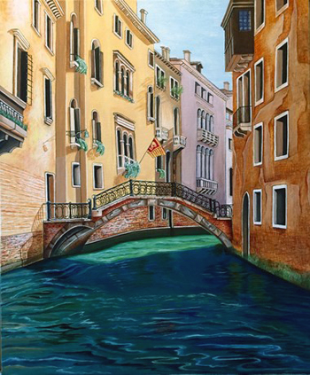 - Venice Canal- Natalie Reilly- Acrylic on Canvas- 24x20- $1-800- paji@sbcglobal.net
