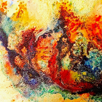 “Galaxy” - Zara Louy - Digital Art from Watercolor and Salt on Paper - 12" x 12" - $320 - zlouy3@gmail.com