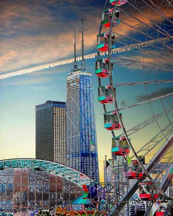 “Chicago Waterfront: A Day on the Pier” - Sherry Pritz - Photography on Canvas with a Wooden Floating Frame – 48” x 59” - $670 - www.PritzPhotography.com