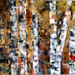 Birch on Birch Red, Linda Richardi, Acrylic and Mixed Media on Canvas, 30” x 40”, $1500, http://lindarichardiphotoart.com