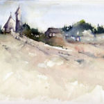 “Church on the Road”, Alex Tolstoy, Watercolor, 11" x 7", $525, http://www.atolstoyart.com/