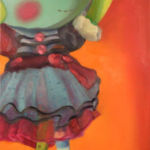 “Funhouse Glitter”, Krystal Johnson, Oil on Canvas, 12” x 36”, $700, http://KrystalJohnsonArt.com