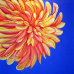 “Orange Dahlia”, Natalie Reilly, Acrylic on Canvas, 48” x 48”, $1,300, http://reillyart.com