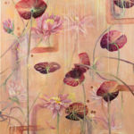 “Mystic Lillies”, Vicky Talwar, Mixed Media, 48” x 36”, $3,300, vickytalwar.paintings@gmail.com