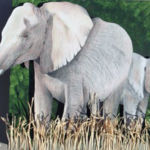 "African Elephants", Mary Vivo, Mixed Media, 18" x 13.5", NFS, housculptures1202@gmail.com