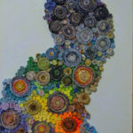 " Peacockled (from Magacyclescenes series)", TIna Collins, Mixed Media on Board, 15" x 27 1/2", $987, collins8963@cinci.rr.com