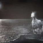 "Wild Horses", David Swope, White Charcoal on Black Paper, 59" x 36", $2,500, http://lightondarkness.com/