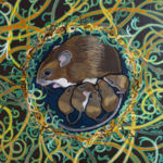"A Busy Mama", LWren Walraven, Acrylic on Wood, 16" x 16", $275, ahappywren@gmail.com